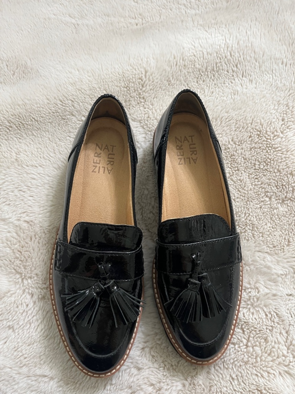 Naturalizer Black Patent Tassel Penny Loafers